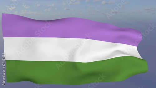 Loop der Pride Genderqueer Fahne wehend im Wind als Nahaufnahme 4K	