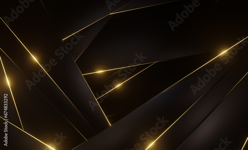 Abstract gold stripe geometric black gold background photo