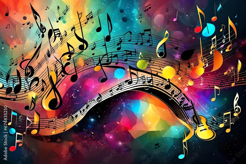 abstract background with musical notes - obrazy, fototapety, plakaty 