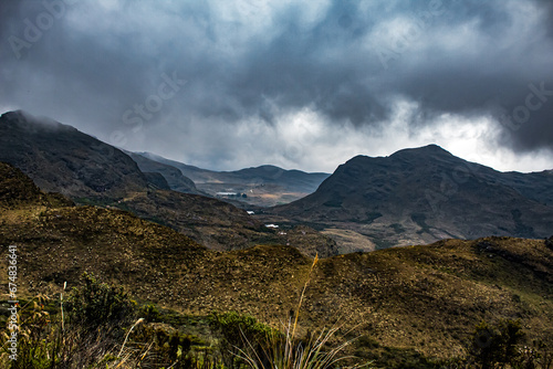 Paramo nature in the mountains of the Colombian Andes
