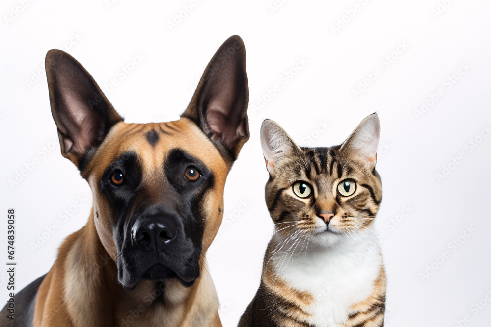 Two furry companions gazing before an ivory backdrop.