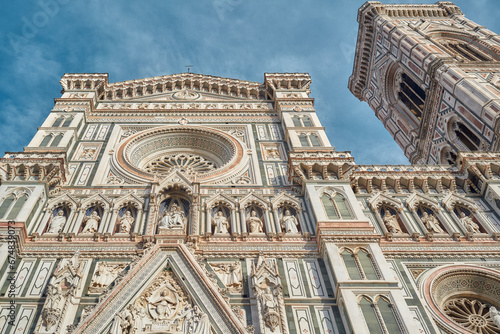 Santa Maria del Fiore facade seen from below with bell tower