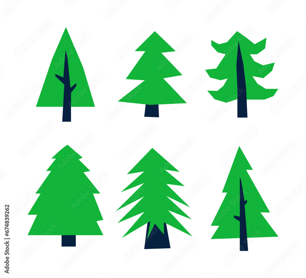 Set of paper cut fir trees. Set of paper cut fir trees.