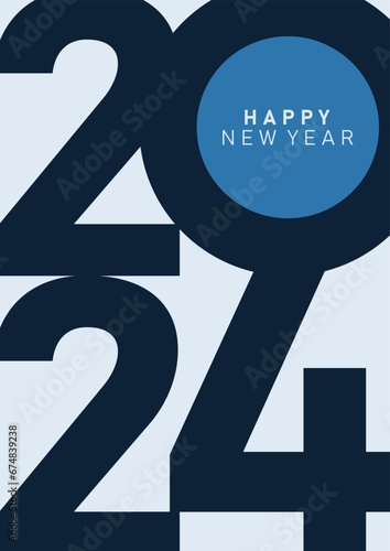 2024 typography design concept. Happy New Year 2024 design in modern style for banners, posters and greetings.