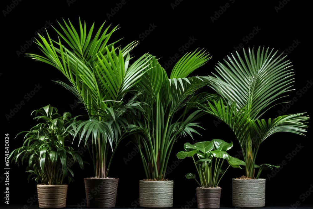 A group of three potted plants sitting next to each other. This image can be used to add a touch of nature to any interior or exterior setting.
