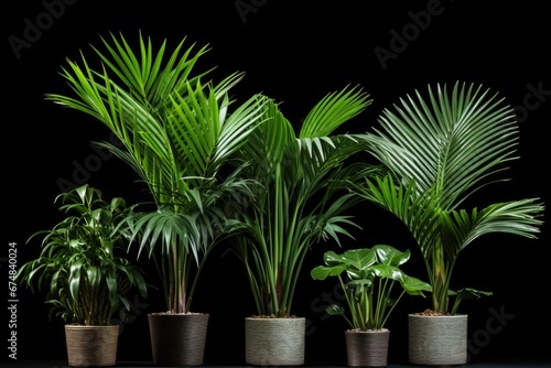 A group of three potted plants sitting next to each other. This image can be used to add a touch of nature to any interior or exterior setting.