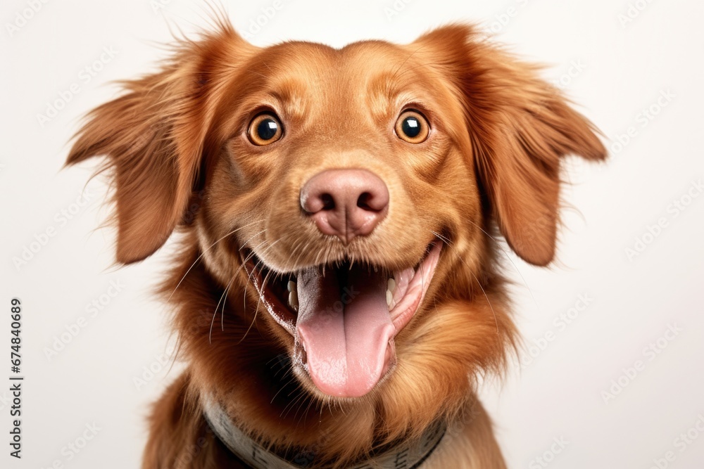 A close-up photograph of a dog with its mouth open. Can be used to depict excitement, playfulness, or a happy pet. Suitable for pet-related blogs, veterinary clinics, or animal-themed designs.