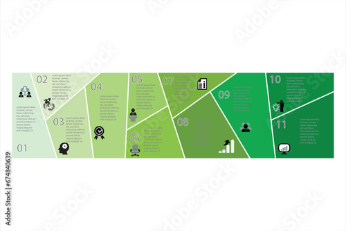 11 steps infographics design vector can be used for presentations, banner, flow chart, info graph, diagram, annual report, web design. Business concept with 11 options, steps or processes