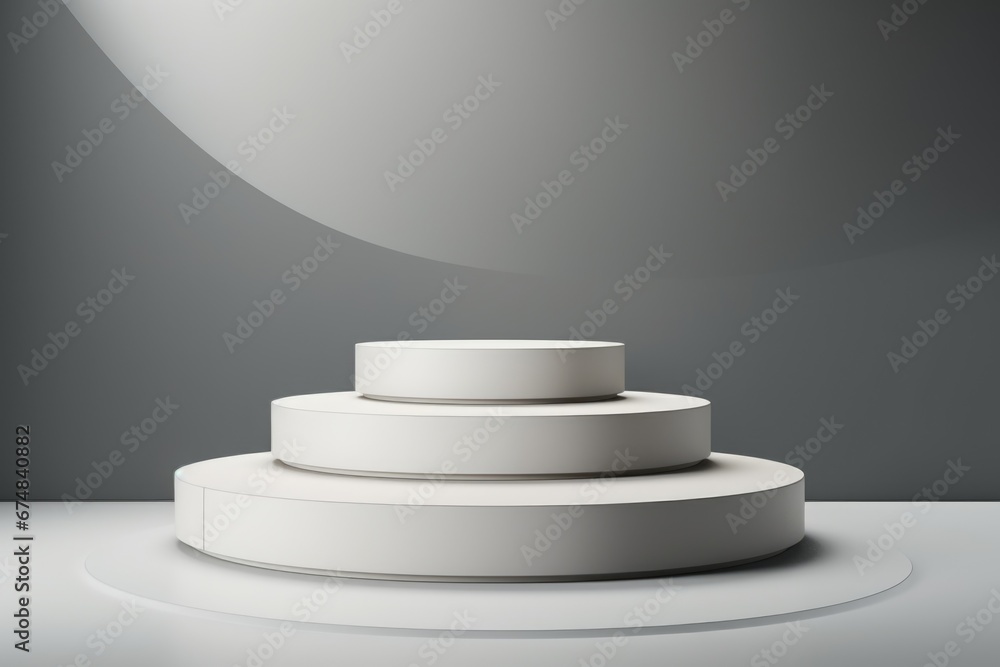 A picture of a white pedestal placed in a room with a gray wall. This image can be used to showcase artwork or as a minimalist interior design element. A picture of a white pedestal placed in a room with a gray wall. This image can be used to showcase artwork or as a minimalist interior design element.