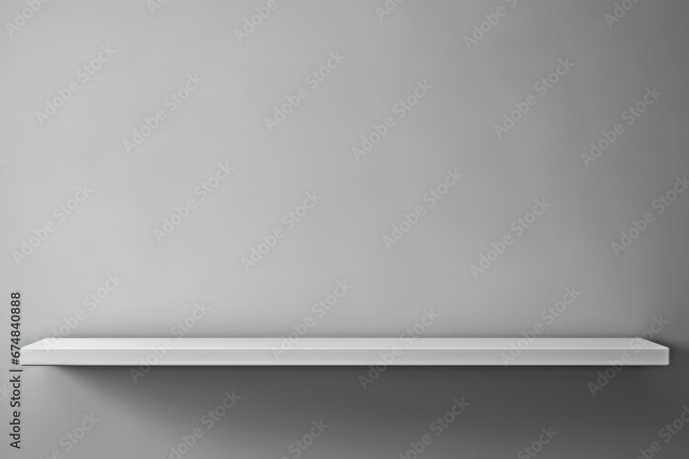 A simple white shelf against a gray wall. Can be used for organizing books, displaying decor, or showcasing small plants. A simple white shelf against a gray wall. Can be used for organizing books, displaying decor, or showcasing small plants.