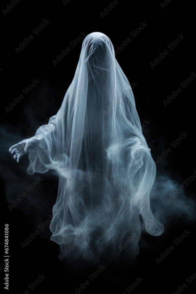 A haunting image of a mysterious figure shrouded in a veil of smoke. Perfect for adding an eerie atmosphere to your creative projects.