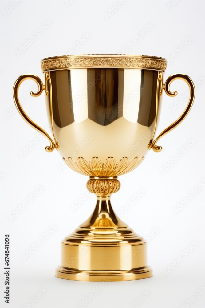 A gold trophy on a white background. Ideal for awards, achievements, and recognition. Can be used in presentations, websites, and print materials. A gold trophy on a white background. Ideal for awards, achievements, and recognition. Can be used in presentations, websites, and print materials.