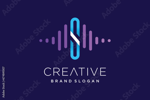 Music design element vector with creative letter S concept idea