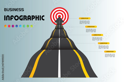 Five steps infographics design vector can be used for presentations, banner, flow chart, info graph, diagram, annual report, web design. Business concept with 5 options, steps or processes