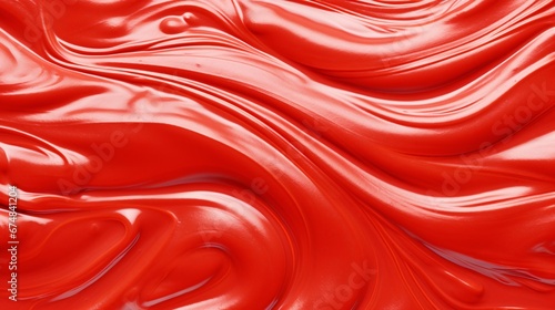 Isolated, abstract red tomato sauce smears on a white background viewed from above.