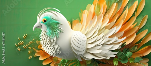 The beautiful ai isolated nature illustration features a cartoon white animal amidst a vibrant green and orange color palette with a captivating bird idea showcased through its intricate fea