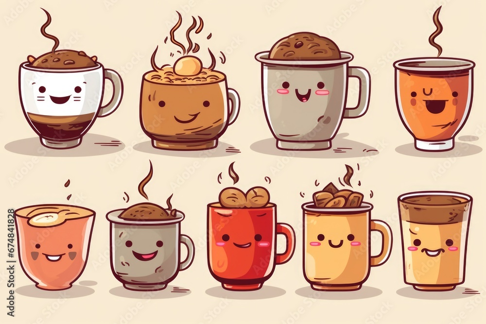 A collection of coffee mugs showcasing a variety of unique facial expressions. Perfect for adding a touch of personality to your morning routine or as a quirky gift idea. A collection of coffee mugs showcasing a variety of unique facial expressions. Perfect for adding a touch of personality to your morning routine or as a quirky gift idea.