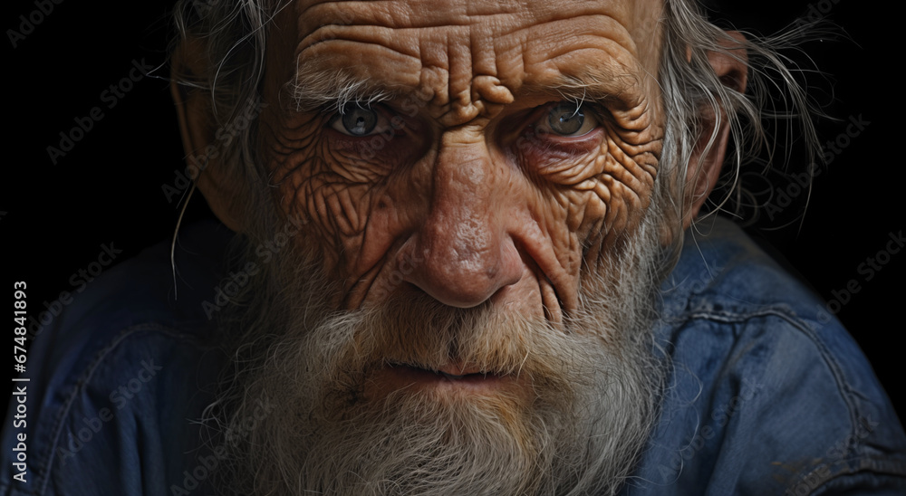 Old elderly man straight look Old elderly man straight look