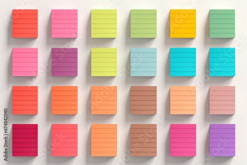 A group of colorful cubes arranged neatly on a white surface. This image can be used for various design projects and concepts