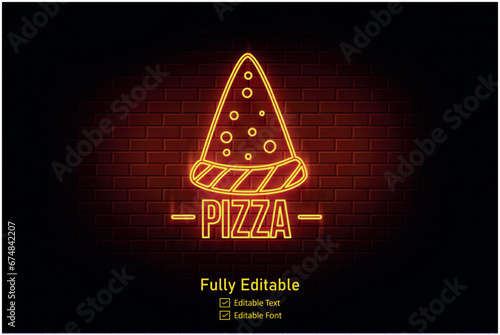 Pizza logo, emblems, neon signs. Collection of logo in neon style, bright neon sign advertising food Italian, Pizza, appetizer, cafe, bar and restaurant.