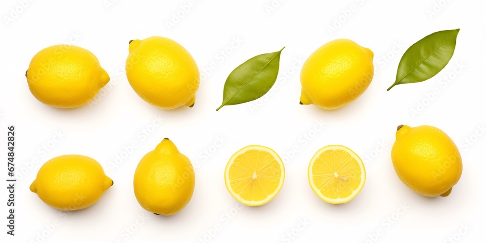 A solitary lemon and a sliced one, presented on a plain white surface.