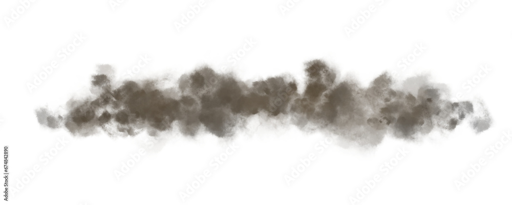 Dust clouds, sandstorms, dirty dust, dirty fog,  brown smoke. Smog effect isolated on transparent background. PNG. Brush illustration. - obrazy, fototapety, plakaty 