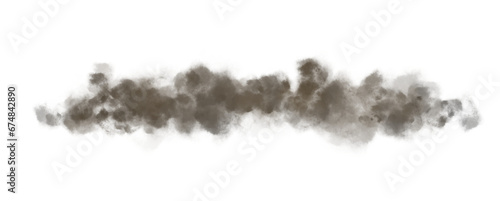 Dust clouds, sandstorms, dirty dust, dirty fog,  brown smoke. Smog effect isolated on transparent background. PNG. Brush illustration.