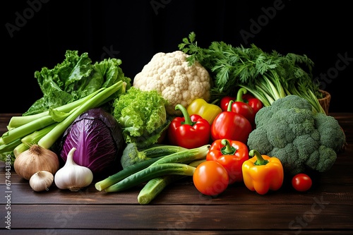 Colorful fresh vegetables laid out on the table.
