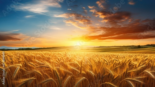 Fototapeta Naklejka Na Ścianę i Meble -  sky meadow sunset summer landscape illustration sun beautiful, grass autumn, cloud sunrise sky meadow sunset summer landscape