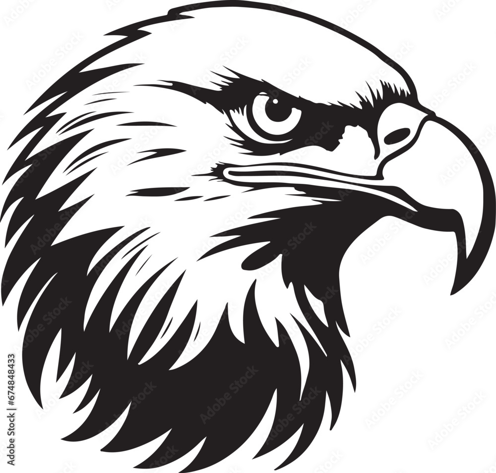 Fototapeta premium Eagle silhouette black and white logo template animal tattoo symbol and sign 