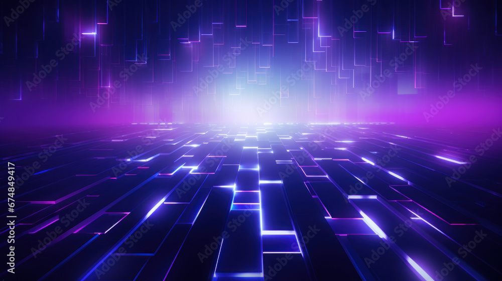 Fototapeta premium arrière-plan avec formes lumineuses abstraites, violet, thème numérique, futuriste
