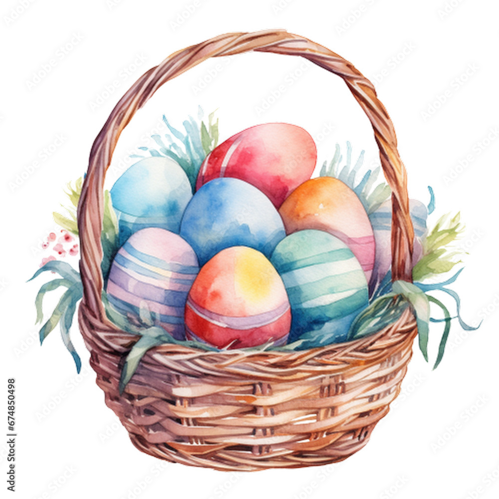 Naklejka premium easter eggs in basket, generative ai