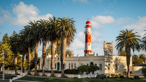 State House (Kaiserliches Bezirksgericht), a historic and elegant building in Swakopmund, Namibia. Built in 1906 as the local courthouse, it is now the residence of Namibia President. photo