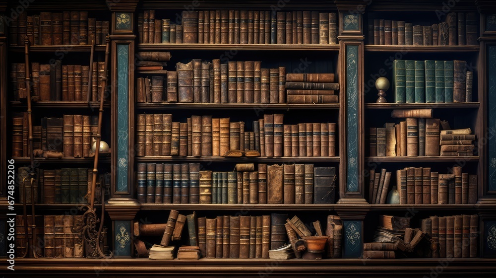 Old books in library - generative ai Old books in library - generative ai