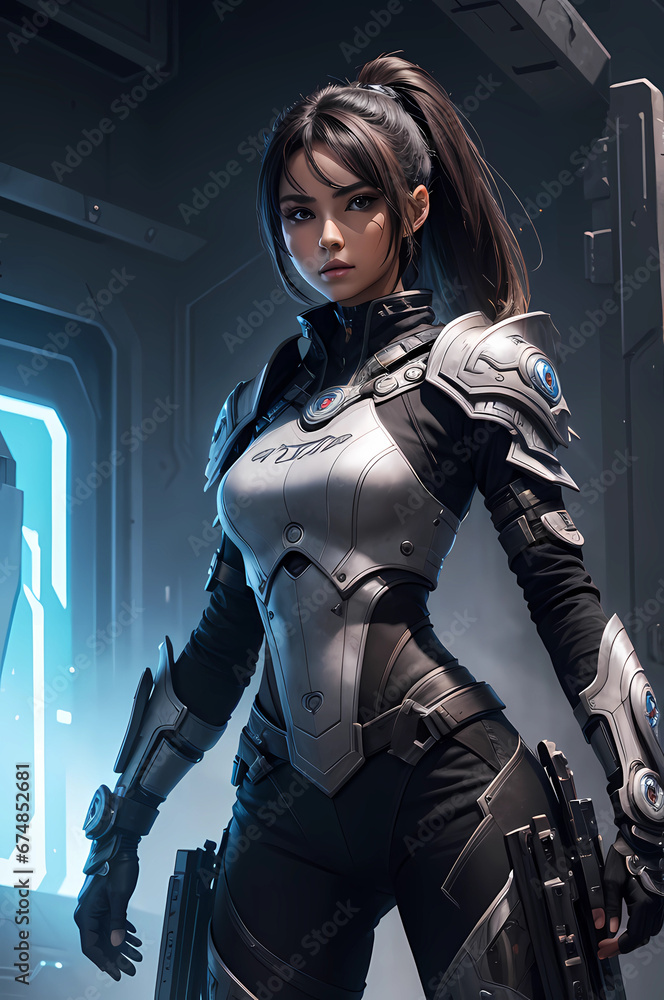 Naklejka premium Beautiful anime girl for art modern design