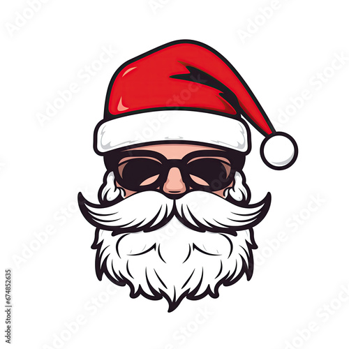 Santa face with hats mustache and beards