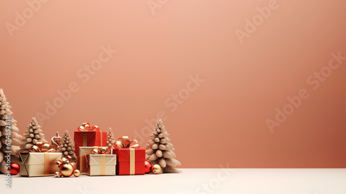 Christmas background with christmas gifts decoration