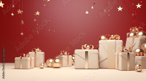 Christmas background with christmas gifts decoration