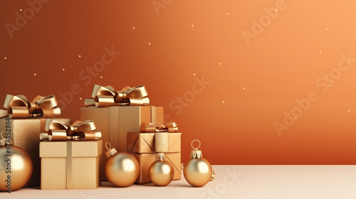 Christmas background with christmas gifts decoration