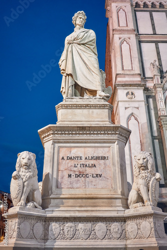 Monument to Dante Alighieri by Enrico Pazzi in Santa Croce square photo