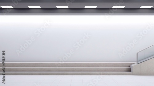 Mockup empty white blank copy space in soft color walls. Goingb upwards and stairs’ lateral walls in various locations: houses, offices, or exteriors. Concept of the way to success. 3D rendering photo