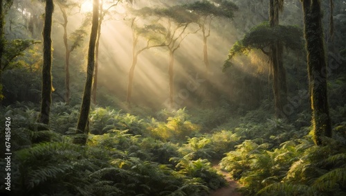 misty morning in the forest