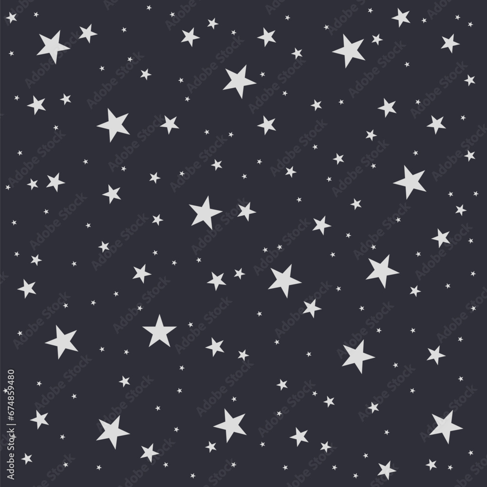 Black White Stars Pattern Decorative Print Background Vector Illustration