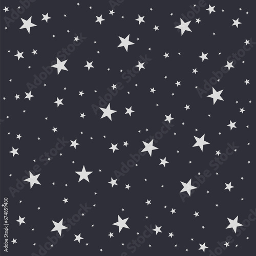 Black White Stars Pattern Decorative Print Background Vector Illustration