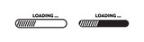 Website load bar line icon set. Upload progress status bar symbol for UI designs. In black color.