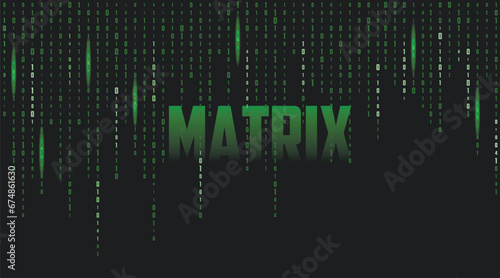 Word MATRIX and digital code on dark background