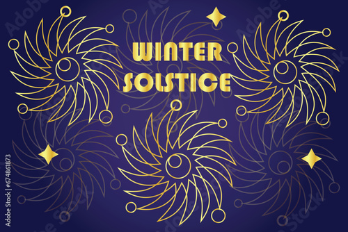 Greeting card with text WINTER SOLSTICE 