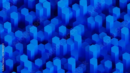 Abstract background of blue hexagons. 3d rendering.
