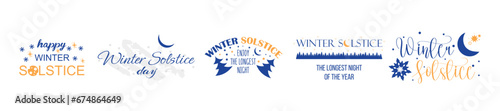 Set of clip art for winter solstice on white background