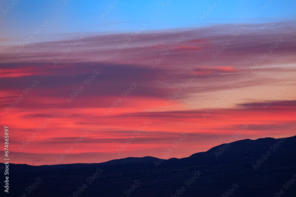 Sunrise over Albuquerque and Sandia Mountains, New Mexico